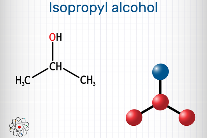 Isopropyl alcohol, 2-propanol, isopropanol, C3H8O molecule