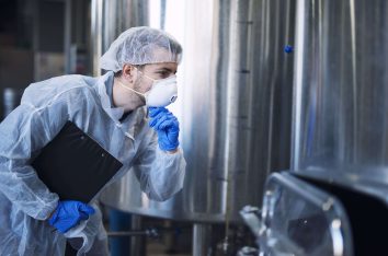 factory-worker-white-protective-uniform-with-hairnet-mask-looking-parameters-industrial-machine